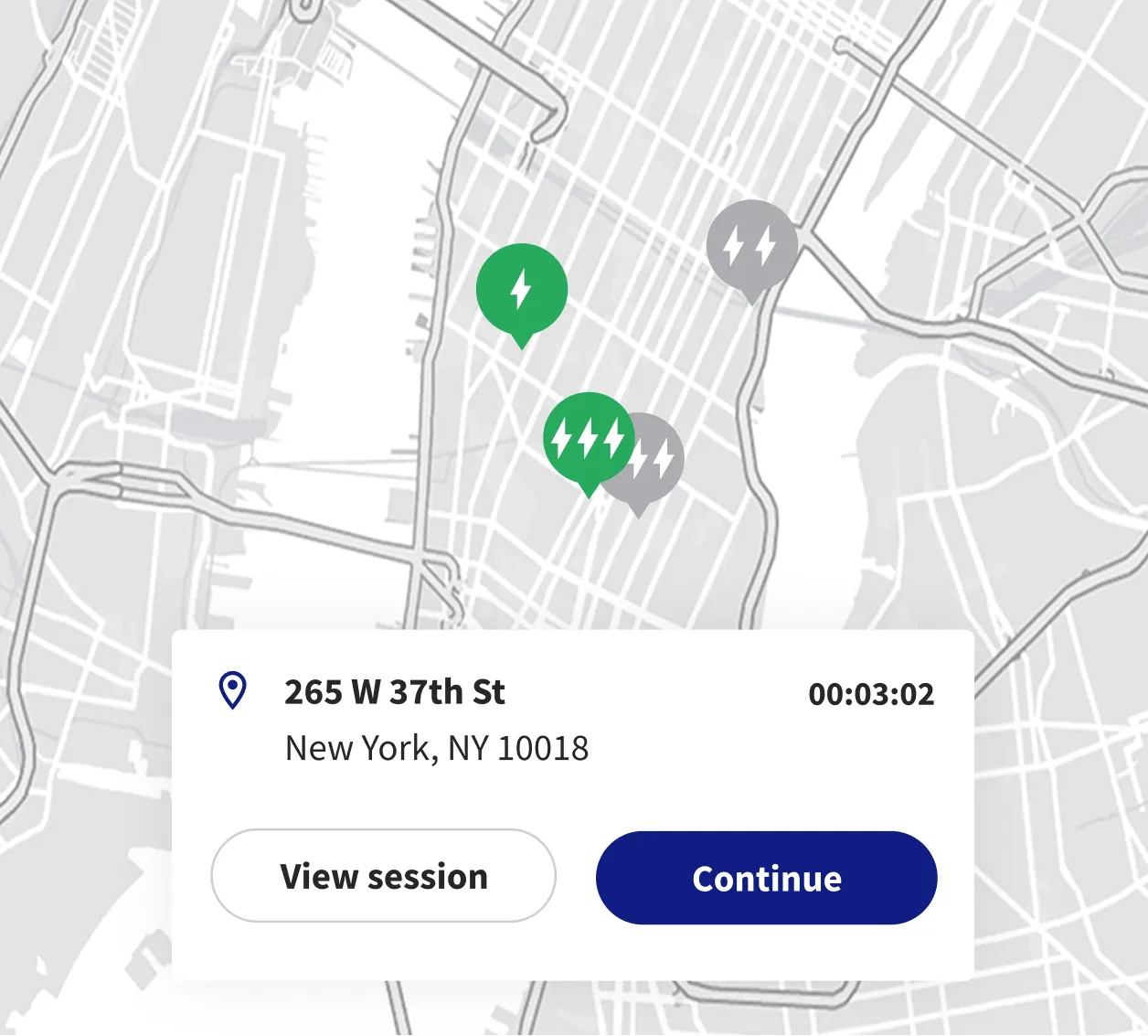 EVBox charging station map of New York City showing available locations
